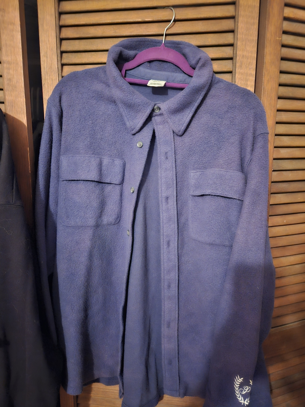 Victoria's Secret Navy Fleece Button-Down Shirt Jacket Size Large